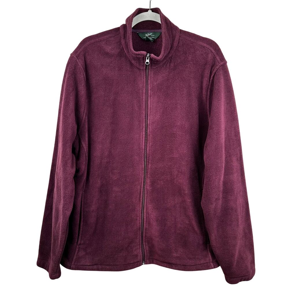 Woolrich Men's Fleece Jacket Full Zip Outdoor Burgundy XL Active